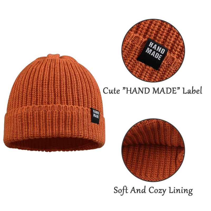 JANGANNSA Simple Knitted Baby Beanie Hip-Hop Boys Winter Hat Toddler Kids Bonnet for Girl 0-5Y (Black+Beige+LightGray+Caramel, L) - Image 3